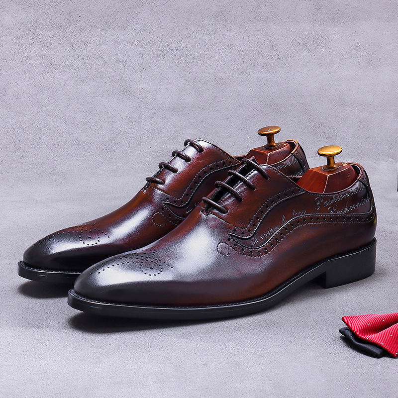 メンズヴィンテージ風エンボス加工ブローグオックスフォードシュ - Oxford Shoes Brogue のレビューと価格