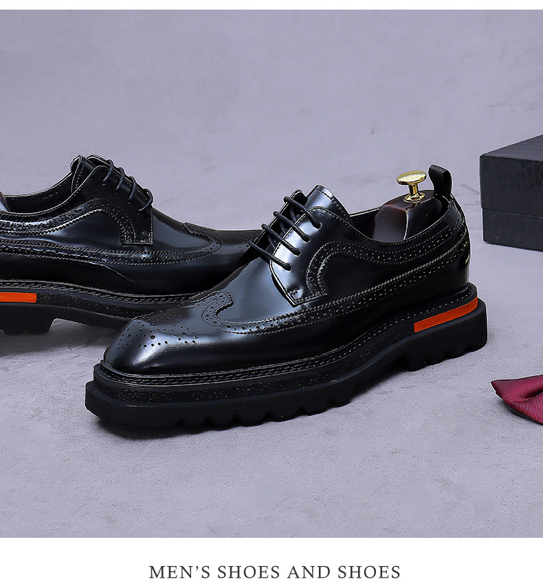 メンズブローグプラットフォームオックスフォードシューズ本革厚 - Oxford Shoes Brogue のレビューと価格