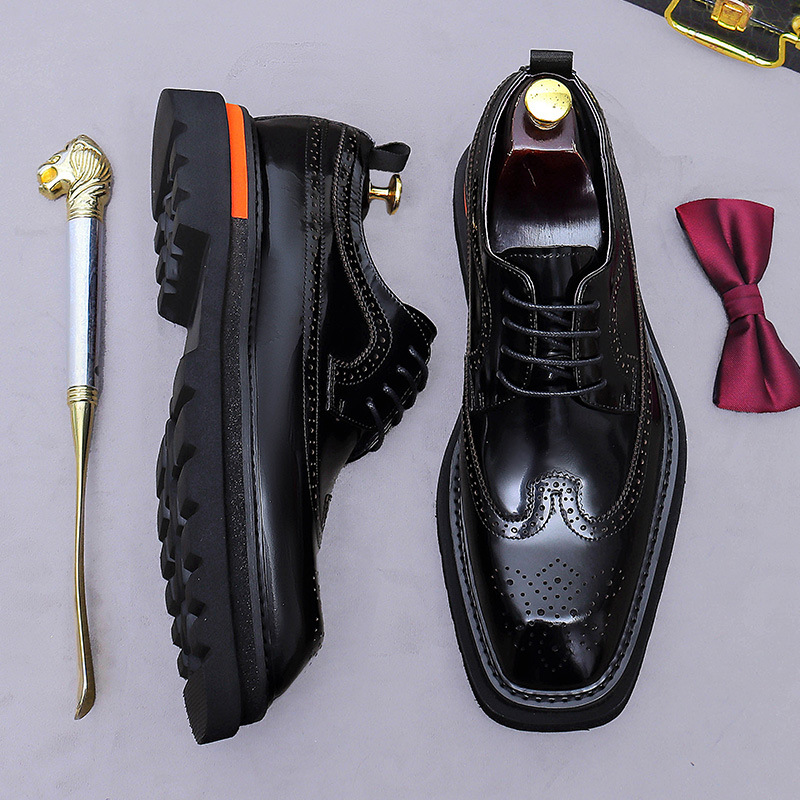 メンズブローグプラットフォームオックスフォードシューズ本革厚 - Oxford Shoes Brogue のレビューと価格