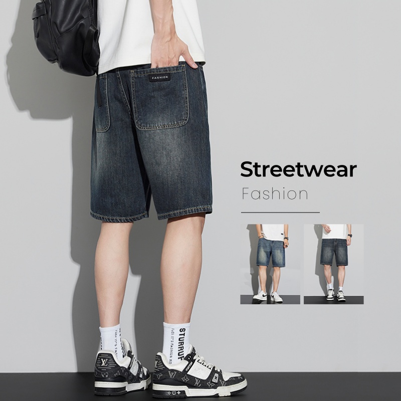 メンズヴィンテージデニムショートパンツ夏薄いファッションスト - Men'S Fashion Jeans のレビューと価格