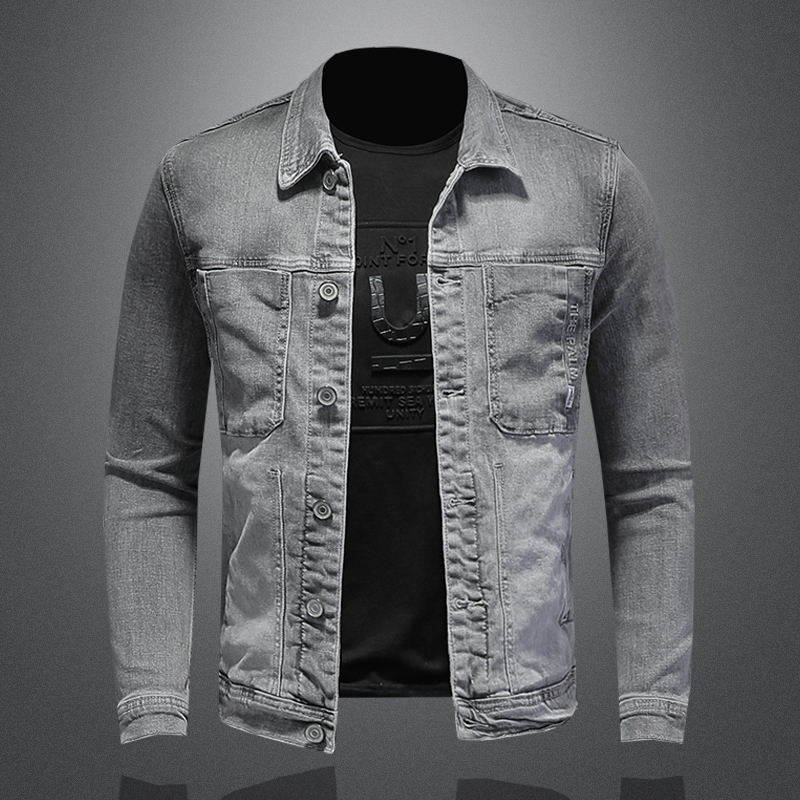 メンズデニムジャケット,襟を折りたたんだトレンディなデニムジ - Mens Fashion Denim Jacket のレビューと価格