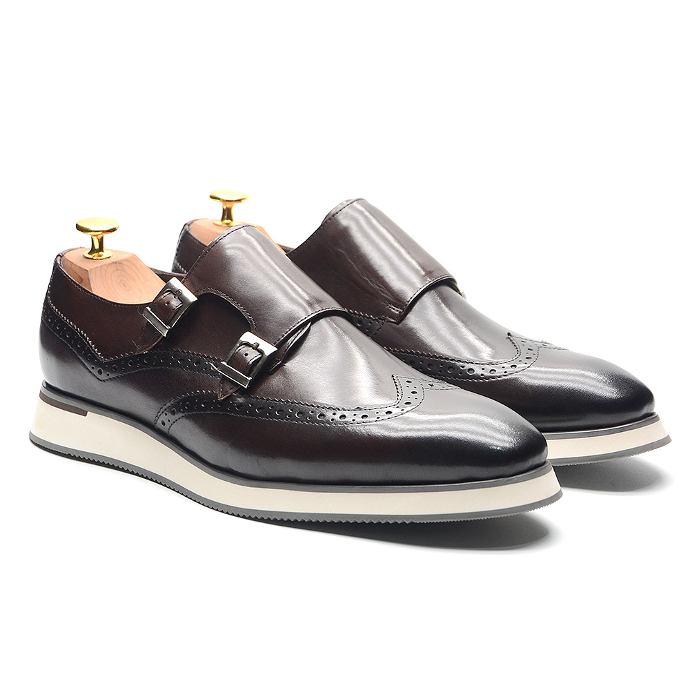 ヨーロッパの高級メンズスニーカー本革モンクストラップダブルバ - Oxford Shoes Brogue のレビューと価格