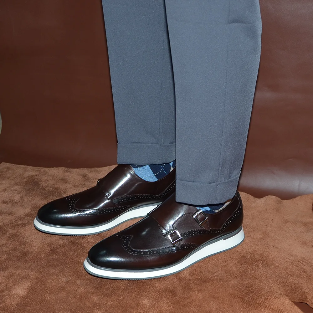 ヨーロッパの高級メンズスニーカー本革モンクストラップダブルバ - Oxford Shoes Brogue のレビューと価格