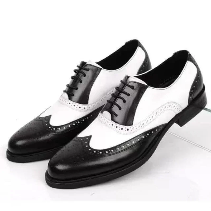 男性用レトロレザーシューズ,ミックスカラー,カジュアルオック - Oxford Shoes Brogue のレビューと価格