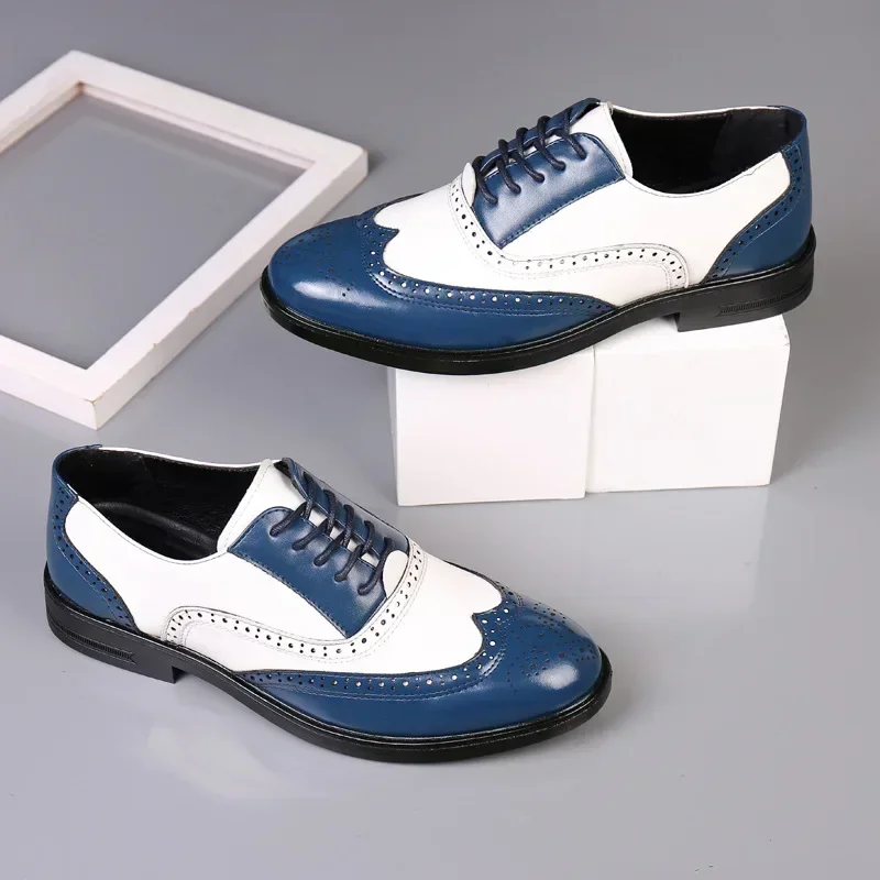 男性用レトロレザーシューズ,ミックスカラー,カジュアルオック - Oxford Shoes Brogue のレビューと価格