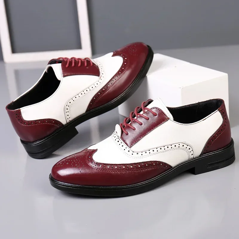 男性用レトロレザーシューズ,ミックスカラー,カジュアルオック - Oxford Shoes Brogue のレビューと価格