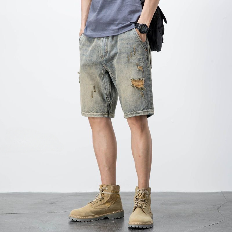 メンズオーバーサイズデニムショーツ,テキストポケット付き,ス - Men'S Fashion Jeans のレビューと価格