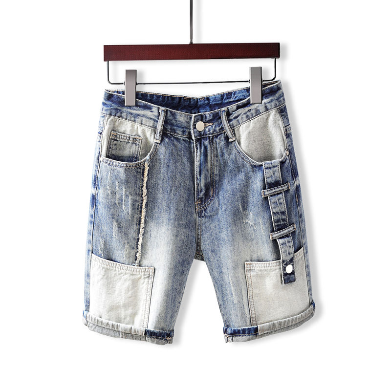 メンズショートジーンズパンツポケット付き洗濯ブルー男性デニム - Men'S Fashion Jeans のレビューと価格