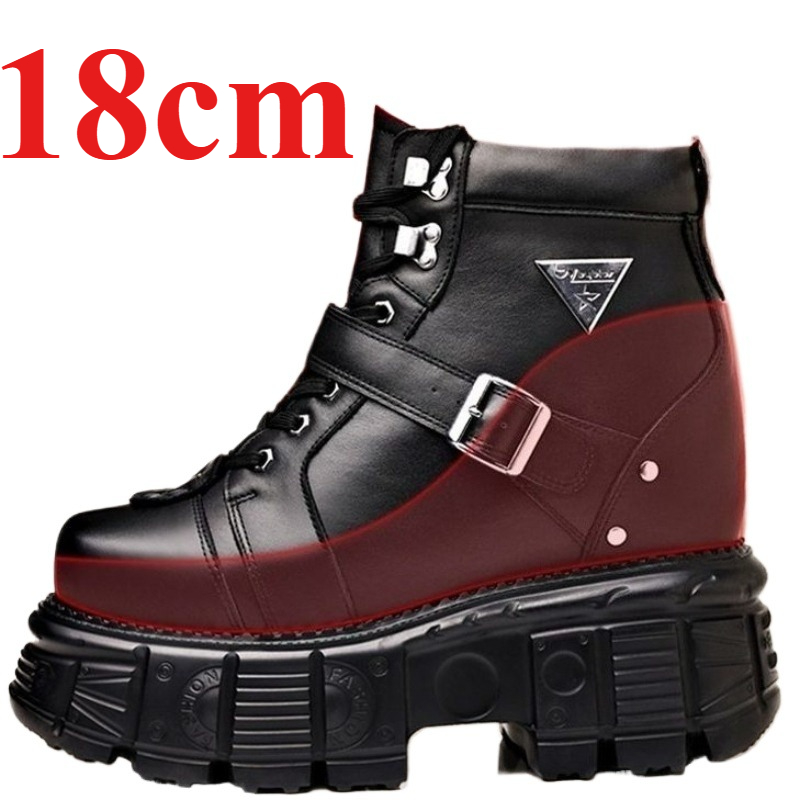 本革オートバイブーツ靴男性用 18 センチメートルエレベータ - Fashion Men'S Boots のレビューと価格