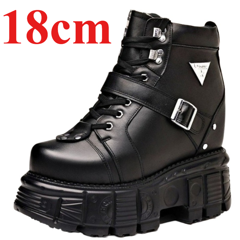 本革オートバイブーツ靴男性用 18 センチメートルエレベータ - Fashion Men'S Boots のレビューと価格