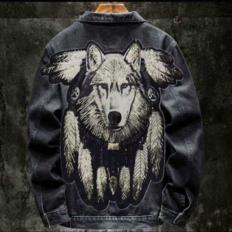 アメリカンヴィンテージ ヘビーウルフ刺繍パッチジージャン メ - Mens Fashion Denim Jacket のレビューと価格