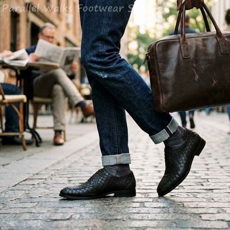 サルタリアルメンズオックスフォードシューズ、魚鱗模様のエンボ - Oxford Shoes Brogue のレビューと価格