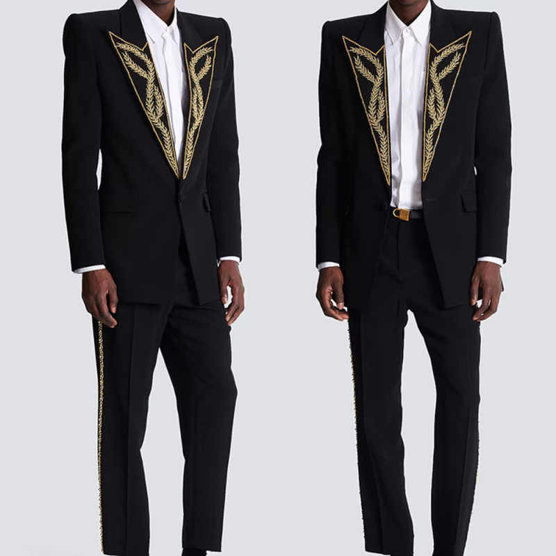 現代男性スーツスリムフィット 2 ピースブレザーパンツピーク - Slim Fit Blazer Men のレビューと価格