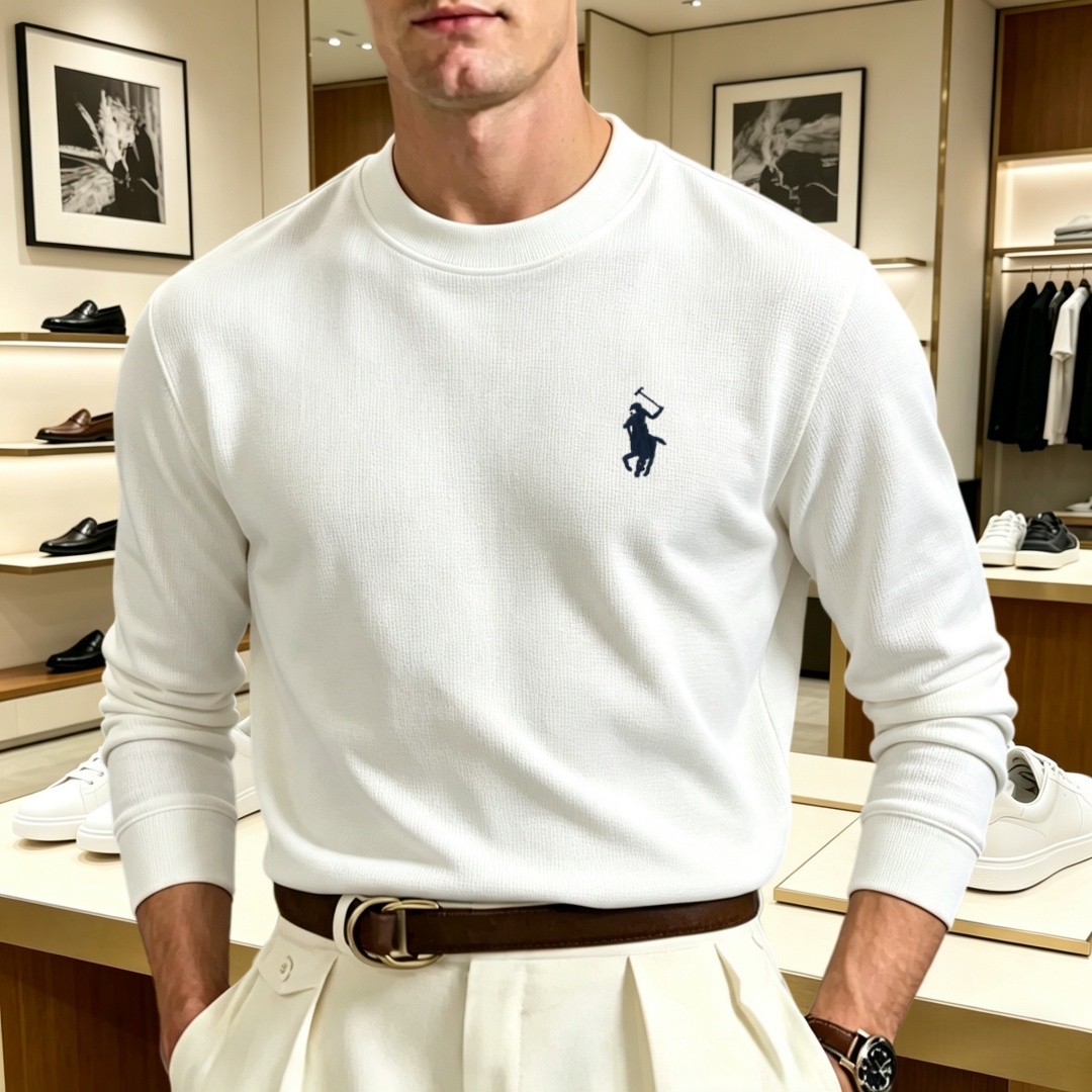 柔らかなコットン素材の高級ブランドメンズ長袖ラウンドネックT - Men'S Spring Fashion のレビューと価格
