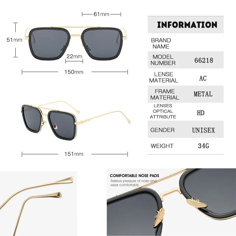 スチームパンク トニー・スターク サングラス メンズ レディ - Men'S Fashion Glasses のレビューと価格